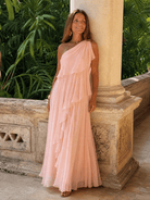 Elegant Maxi Dress with Cascading Ruffles and One-Shoulder Design – Lightweight Soft Fabric 4