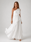 Elegant Maxi Dress with Cascading Ruffles and One-Shoulder Design – Lightweight Soft Fabric 5
