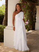 Elegant Maxi Dress with Cascading Ruffles and One-Shoulder Design – Lightweight Soft Fabric 6