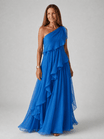 Elegant Maxi Dress with Cascading Ruffles and One-Shoulder Design – Lightweight Soft Fabric 7