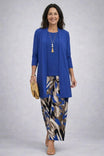 Elegant Three-Piece Set with Botanical Print Trousers – Plus Size Women's Casual Outfit – Lightweight and Breathable 2