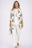 Elegant Three-Piece Set with Botanical Print Trousers – Plus Size Women's Casual Outfit – Lightweight and Breathable 8