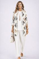 Elegant Three-Piece Set with Botanical Print Trousers – Plus Size Women's Casual Outfit – Lightweight and Breathable 8