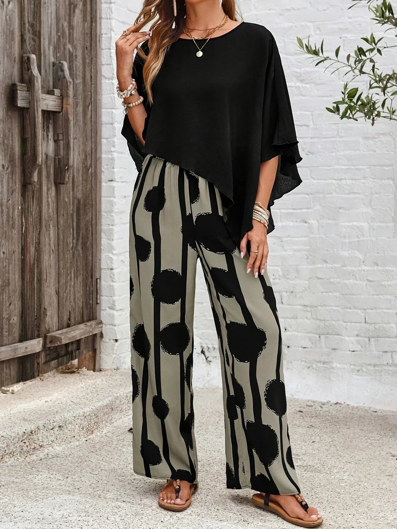 Elegant Two-Piece Set with Elastic Waistband – Comfortable Matching Set for Women in Soft Breathable Fabric 0