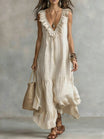 Floral Maxi Dress with Ruffle Details and Irregular Hem – Casual Vacation Style in Lightweight Fabric 4