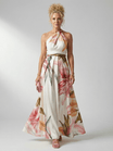 Floral Maxi Dress with Sleeveless Halter Neckline – Lightweight Summer Dress for Wedding Guests 0