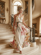 Floral Maxi Dress with Sleeveless Halter Neckline – Lightweight Summer Dress for Wedding Guests 2