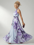 Floral Maxi Dress with Sleeveless Halter Neckline – Lightweight Summer Dress for Wedding Guests 4