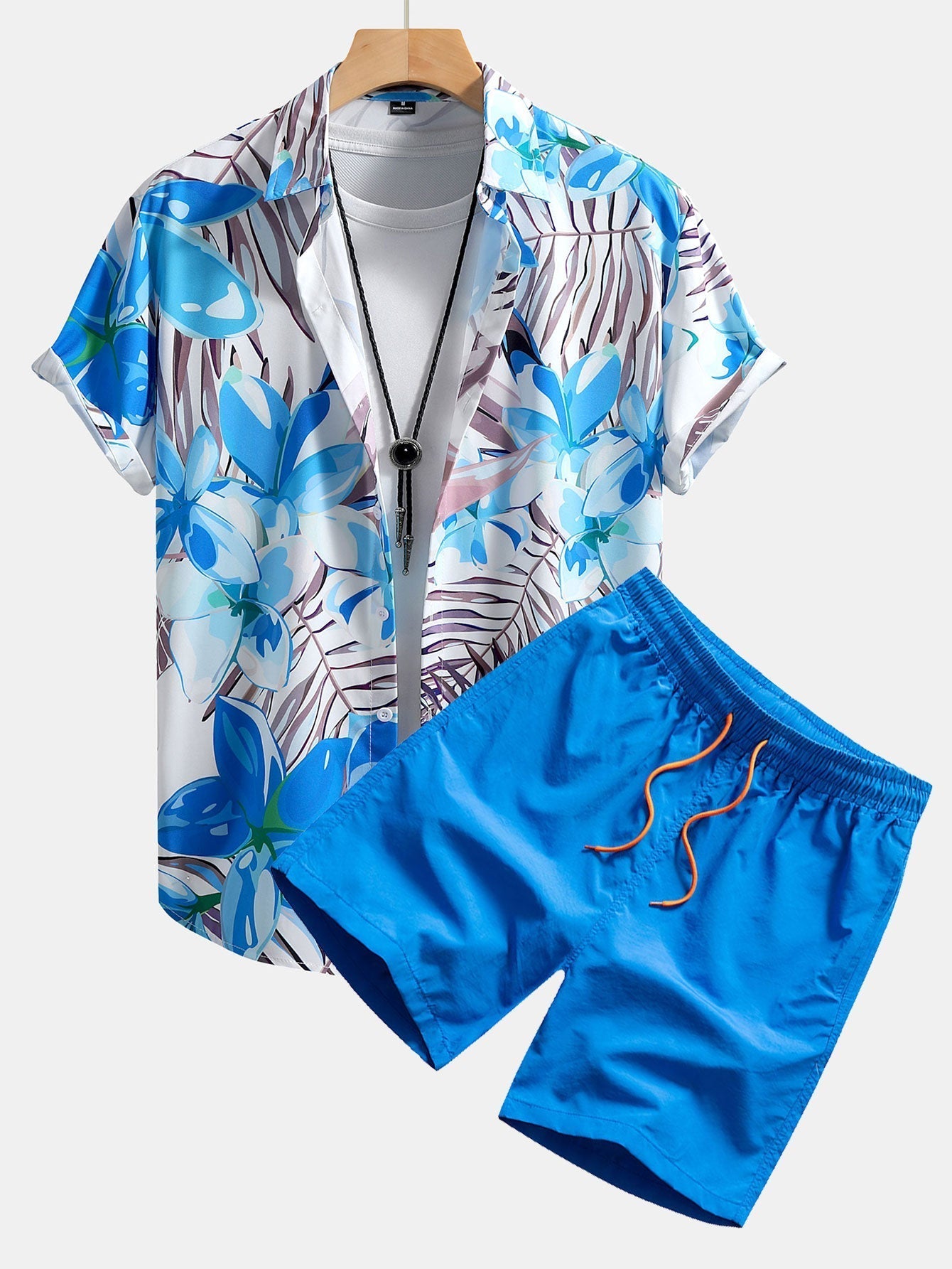 Floral Print Shirt and Swim Shorts Set – Comfortable Regular Fit – 100% Polyester and Nylon 2