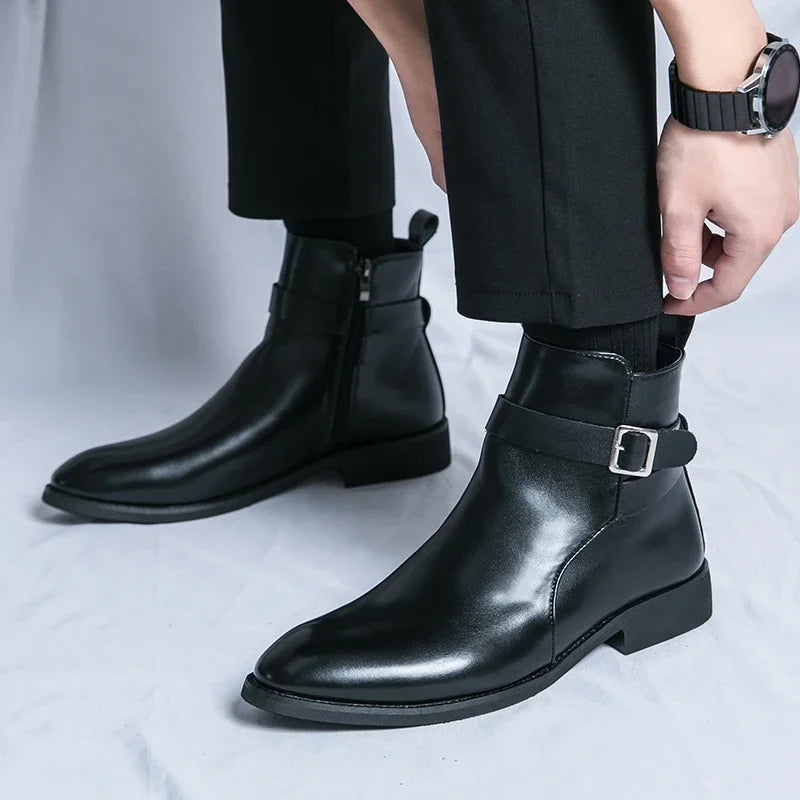 Genuine Leather Chelsea Boots with Elastic Side Panels and Durable Rubber Outsoles – Black or Brown Options 0