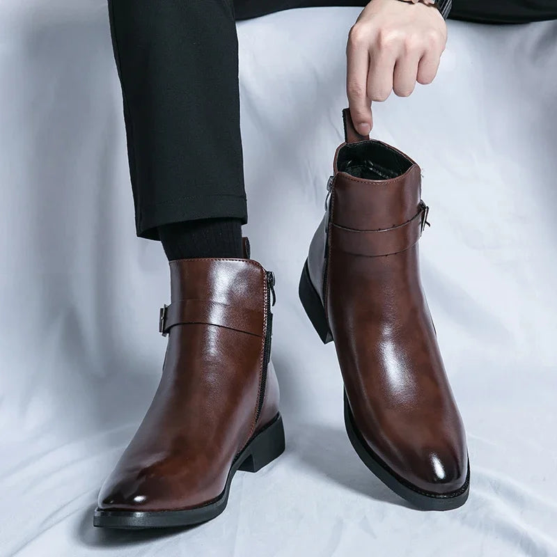 Genuine Leather Chelsea Boots with Elastic Side Panels and Durable Rubber Outsoles – Black or Brown Options 2