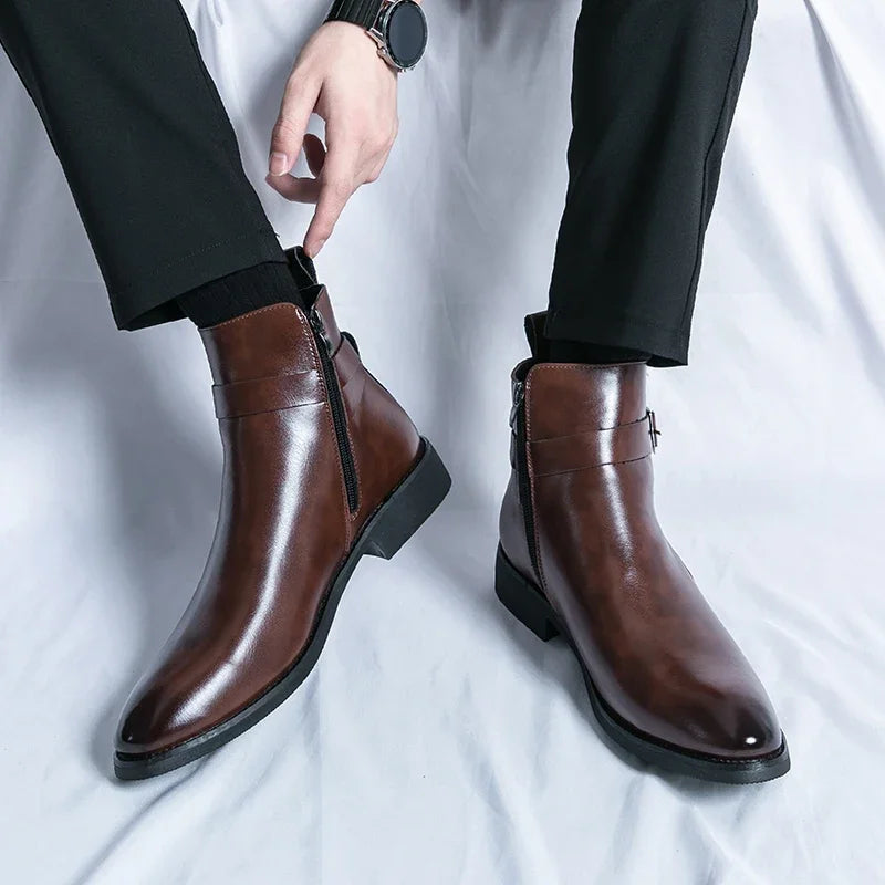 Genuine Leather Chelsea Boots with Elastic Side Panels and Durable Rubber Outsoles – Black or Brown Options 3