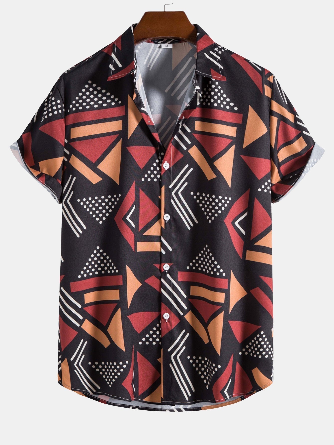 Geometric Print Shirt and Swim Shorts Set – Unique Pattern Design, 100% Polyester 5