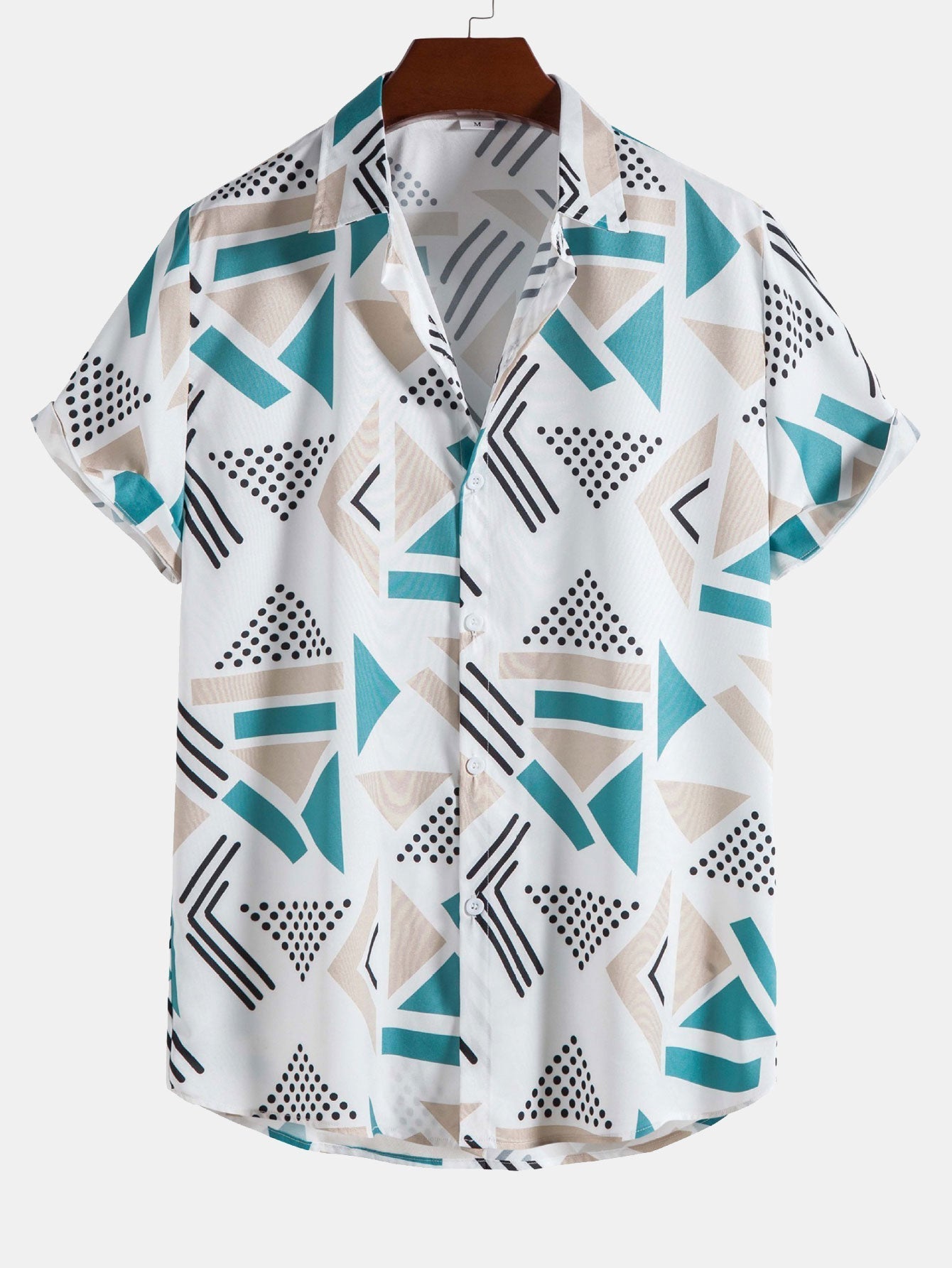 Geometric Print Shirt and Swim Shorts Set – Unique Pattern Design, 100% Polyester 6