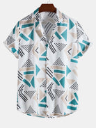 Geometric Print Shirt and Swim Shorts Set – Unique Pattern Design, 100% Polyester 6