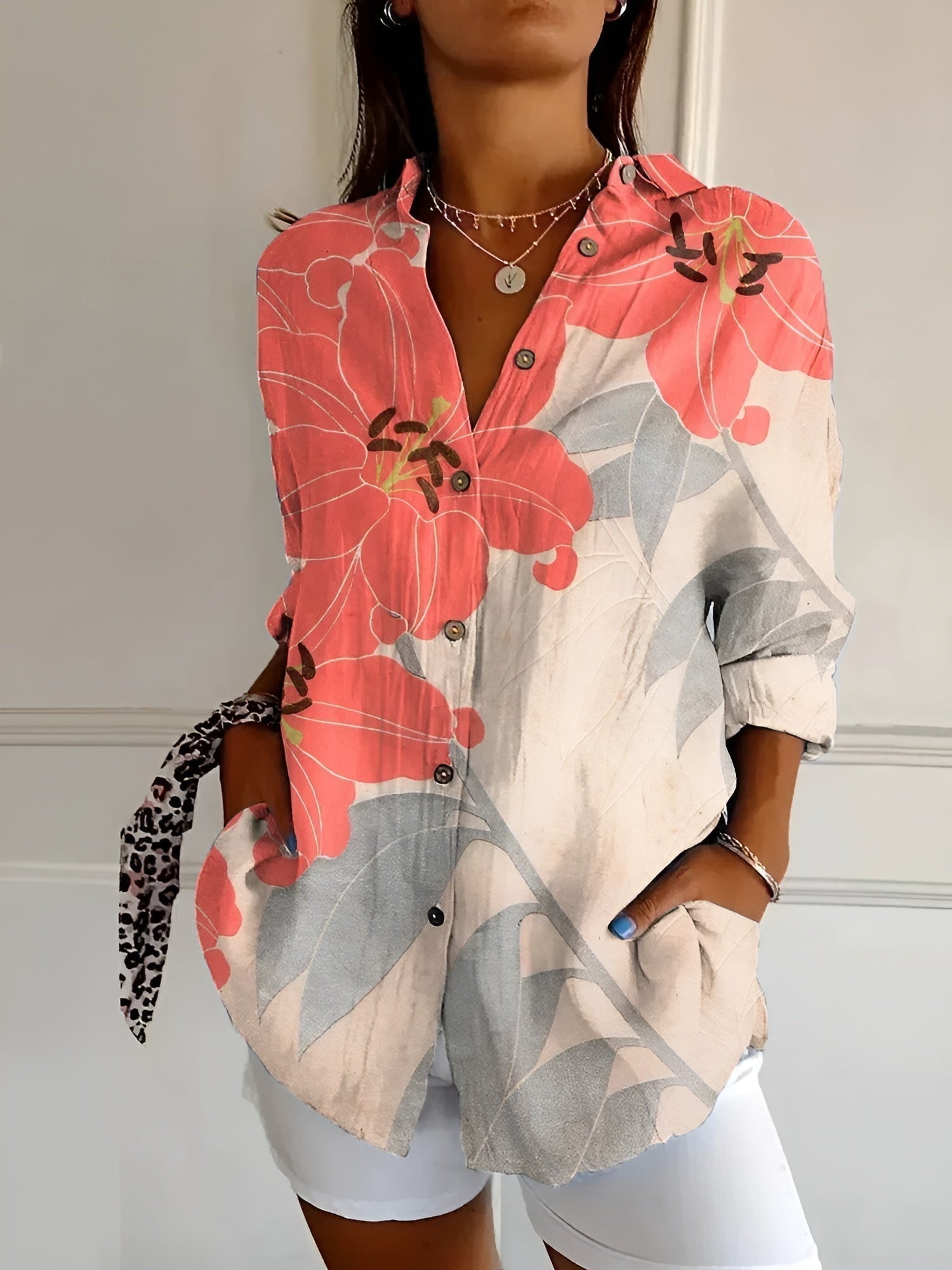 Ladies Floral Blouse with Button Front – Airy Summer Style 6