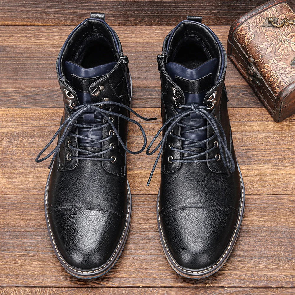 Leather Oxford Boots for Men with Handcrafted Precision – Classic Black Design, Durable Rubber Sole 2