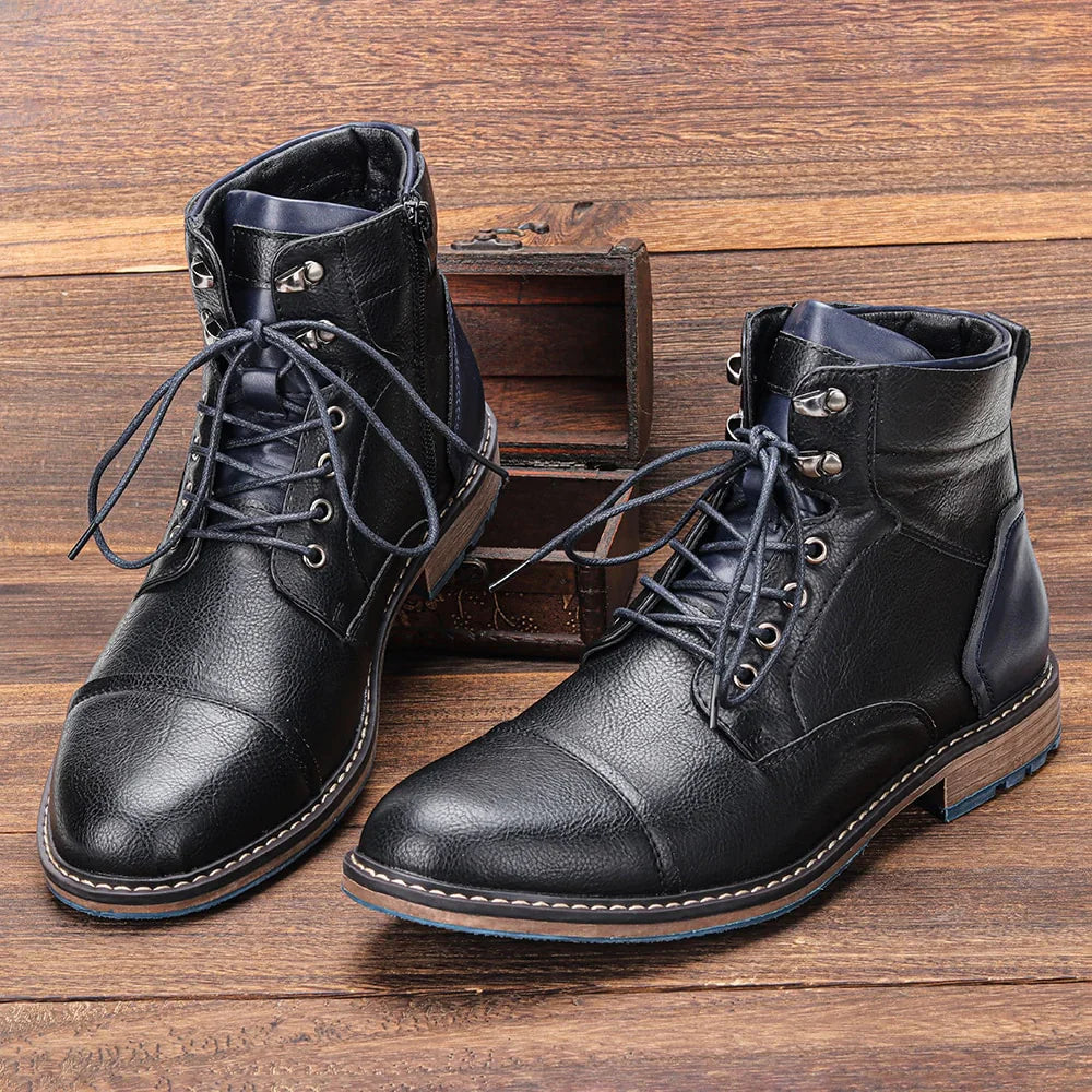 Leather Oxford Boots for Men with Handcrafted Precision – Classic Black Design, Durable Rubber Sole 3