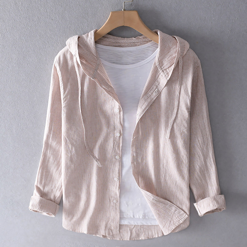 Lightweight Hooded Blouse with Breathable Fabric – Casual Spring Top in Beige, Blue, Grey, White 1