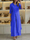 Linen two-piece set featuring a relaxed fit, designed for both men and women, perfect for casual outings with its breathable and lightweight fabric. 6