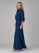 Long Sleeve Maxi Dress with Wrap Front Design and Gathered Waist – Lightweight Elegant Dress for Any Occasion 1