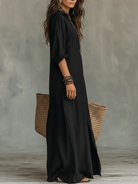 Maxi Dress with Button-Down Detail and Relaxed Fit for Women – Lightweight Long Sleeve Casual Dress 1