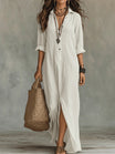 Maxi Dress with Button-Down Detail and Relaxed Fit for Women – Lightweight Long Sleeve Casual Dress 5