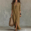 Maxi Dress with Button-Down Detail and Relaxed Fit for Women – Lightweight Long Sleeve Casual Dress 7