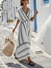 Maxi summer dress featuring a relaxed fit and soft blend fabric, perfect for women seeking a flattering and versatile style for warm weather occasions. 0