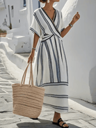 Maxi summer dress featuring a relaxed fit and soft blend fabric, perfect for women seeking a flattering and versatile style for warm weather occasions. 3