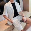 Men’s Blazer and Shorts Set with Short Sleeves and Buttons