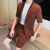 Men’s Blazer and Shorts Set with Short Sleeves and Buttons