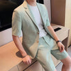 Men’s Blazer and Shorts Set with Short Sleeves and Buttons