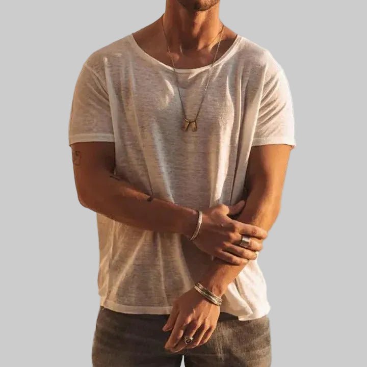 Men's Cotton T-Shirt with Crew Neck and Short Sleeves – Comfortable Straight Fit for Casual Wear 0