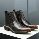 Men's Dress Boots with Cushioned Footbed and Brogue Detailing – Polished Leather Finish 0