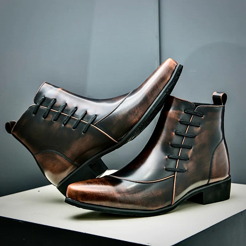 Men's Dress Boots with Cushioned Footbed and Brogue Detailing – Polished Leather Finish 2