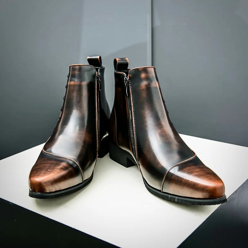 Men's Dress Boots with Cushioned Footbed and Brogue Detailing – Polished Leather Finish 4