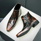 Men's Dress Boots with Cushioned Footbed and Brogue Detailing – Polished Leather Finish 7