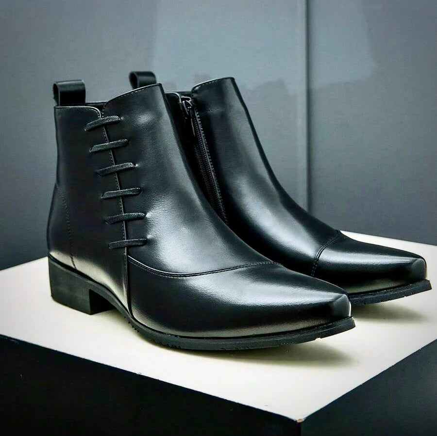 Men's Dress Boots with Cushioned Footbed and Brogue Detailing – Polished Leather Finish 8