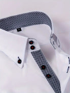 Men's Dress Shirt with Double-Breasted Design and Floral Cuffs – Breathable Polyester Blend Long Sleeve Shirt 10