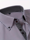 Men's Dress Shirt with Double-Breasted Design and Floral Cuffs – Breathable Polyester Blend Long Sleeve Shirt 11