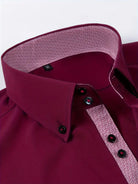 Men's Dress Shirt with Double-Breasted Design and Floral Cuffs – Breathable Polyester Blend Long Sleeve Shirt 12