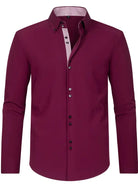 Men's Dress Shirt with Double-Breasted Design and Floral Cuffs – Breathable Polyester Blend Long Sleeve Shirt 2
