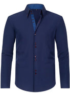 Men's Dress Shirt with Double-Breasted Design and Floral Cuffs – Breathable Polyester Blend Long Sleeve Shirt 3