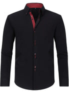 Men's Dress Shirt with Double-Breasted Design and Floral Cuffs – Breathable Polyester Blend Long Sleeve Shirt 4