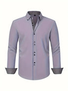 Men's Dress Shirt with Double-Breasted Design and Floral Cuffs – Breathable Polyester Blend Long Sleeve Shirt 5