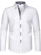 Men's Dress Shirt with Double-Breasted Design and Floral Cuffs – Breathable Polyester Blend Long Sleeve Shirt 6