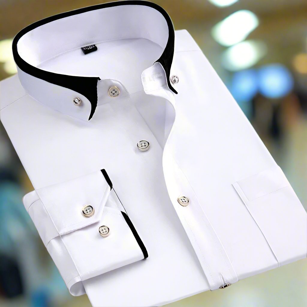 Men's Dress Shirt with Timeless Design and Comfortable Fit – Classic Long-Sleeve Cotton Blend Shirt 1
