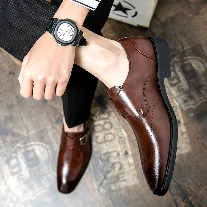 Men's Dress Shoes Monk Strap with Cushioned Insole – Polished Black Leather Formal Footwear 4