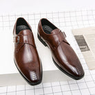 Men's Dress Shoes Monk Strap with Cushioned Insole – Polished Black Leather Formal Footwear 7